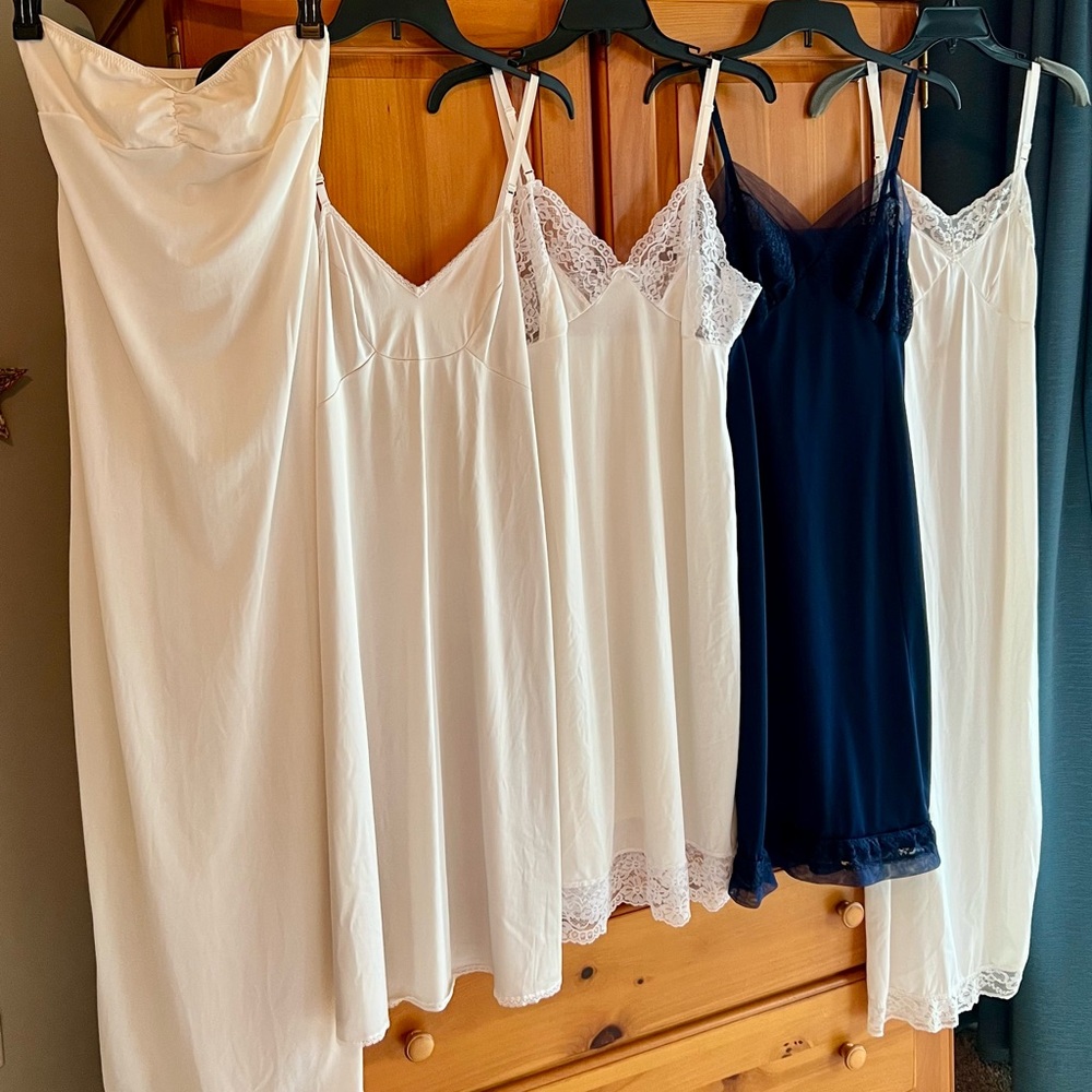 Romantic and intimate! Five  vintage slips, sizes 32-36/10-12.